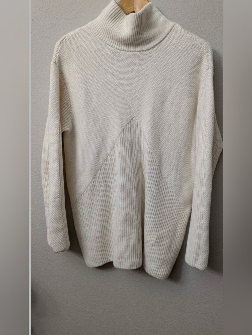 Talbots Cream Mixed-Knit Turtleneck Sweater